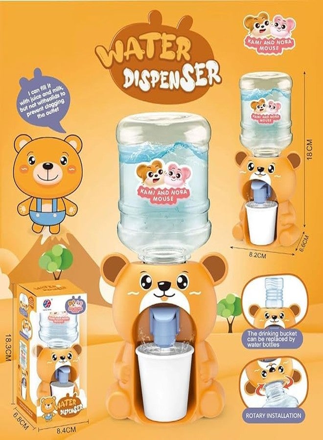 MANVI Mini Water Dispenser for Kids, Cartoon Character Drinking Fountain Pumps Water Juice, Tea, Milk Water Dispenser Toy for Kids (Bear) - Image 2